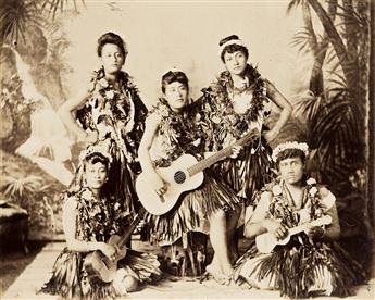 JAMES J. WILLIAMS (1853-1926) An album with 24 photographs of Hawaii, including Princess Kaiulani, surfers, landscapes, cityscapes, agr